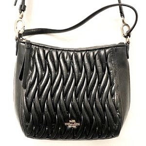 COACH Gathered Leathered Top Handle and Crossbody Bag 52387 LIBLK